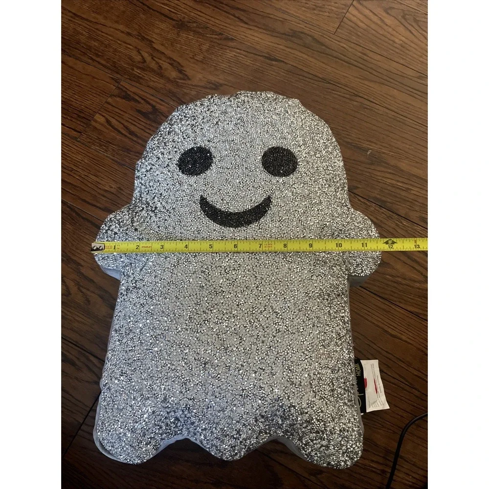 Halloween Ghost Pillow Silver Glitter Sparkles Home Rhinestone Tik Tok Decor